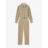 Reiss Womens  Corduroy-texture Stretch-cotton Jumpsuit In Neutral