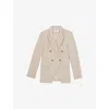 REISS WOMENS NEUTRAL DEVON PEAK-LAPEL DOUBLE-BREASTED LINEN-BLEND BLAZER