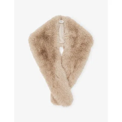 Reiss Womens Neutral Flora Faux-fur Collar