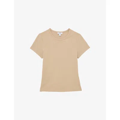 Reiss Womens Neutral Jolie Slim-fit Cotton-jersey T-shirt In Brown