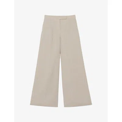Reiss Womens Neutral Kit Wide-leg Linen Trousers