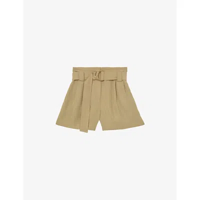Reiss Womens Neutral Lana Belted Woven Shorts In Multi