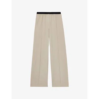 Reiss Womens Lucia Wide-leg Elasticated-waist Stretch-woven Trousers Neutral