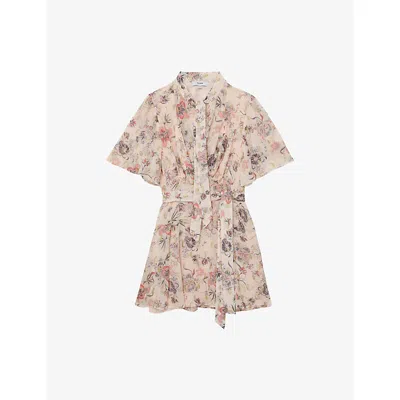 Reiss Womens Neutral Luna Floral-print Woven Mini Dress