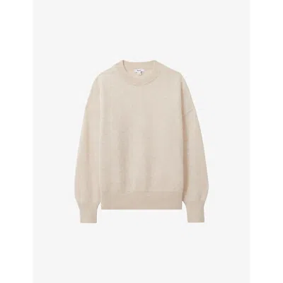 Reiss Womens Neutral Misha Brushed Crewneck Cashmere Knitted Jumper In Neutral