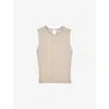 Reiss Womens Neutral Necklace-trim Sleeveless Knitted Top In White