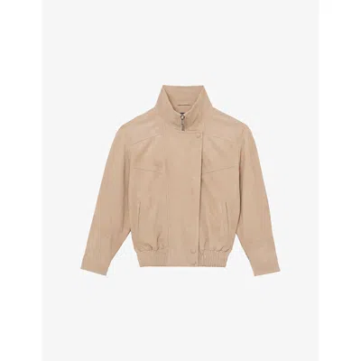 Reiss Womens Neutral Petra Oversized-fit Suede Jacket In Blue