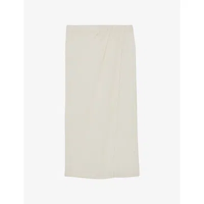 Reiss Womens Neutral Rosa Wrap-front Cotton-blend Maxi Skirt