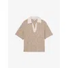 Reiss Womens Neutral Sam Cotton-blend Knit Polo Shirt In Brown