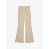 Reiss Womens Sidney Button-detail Wide-leg Stretch-woven Trousers Neutral In Neutral