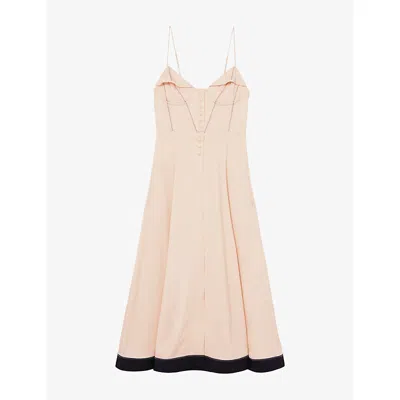 Reiss Womens Neutral Virginia Corset-bodice Stretch-woven Midi Dress