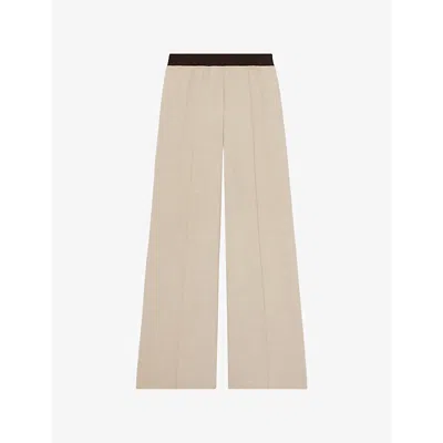 Reiss Womens  Wilde Wide-leg High-rise Stretch-woven Trousers In Neutral