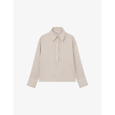 Reiss Womens  Nina Open-collar Relaxed-fit Linen Shirt