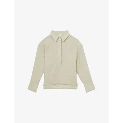 Reiss Womens  Nina Open-collar Relaxed-fit Linen Shirt