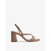 Reiss Womens Nude Alice Block-heel Leather Sandals Eur 41 / 8 Uk In Nude
