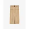 Reiss Womens Oakley Flap-pocket Woven Midi Skirt Camel In Camel