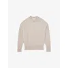 Reiss Womens Oatmeal Neutral Misha Brushed Crewneck Cashmere Knitted Jumper