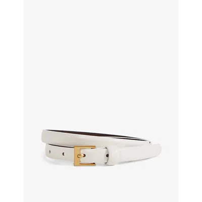 Reiss Off White Holly Thin Leather Belt