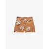 Reiss Womens Orange Sammie Graphic-print Woven Shorts In Brown