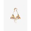 Reiss Womens Orange Wynee Graphic-print Tie-up Stretch-woven Bikini Top In Multi