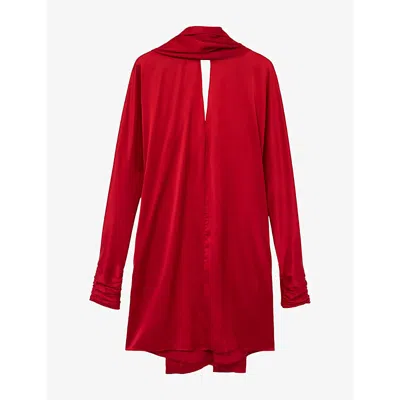 Reiss Womens Ottilie Cape-detail Satin Mini Dress Red