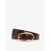Reiss Womens Chocolate Drew Oval-buckle Patent-leather Belt In Brown