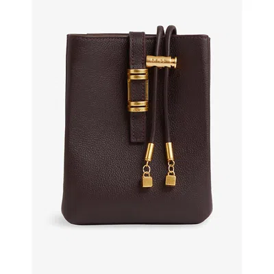 Reiss Womens Oxblood Vienna Leather Phone Pouch In Burgundy