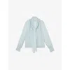 Reiss Womens Pale Blue Tina Tie-neck Long-sleeve Silk-blend Blouse In Blue