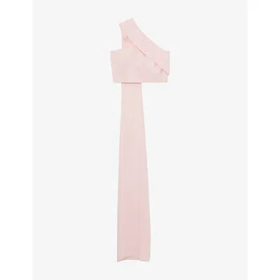 Reiss Womens Pale Pink Emilia One-shoulder Scarf Stretch-woven Bustier Top