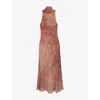 Reiss Womens Pale Pink Lacey Cape Floral-print Crepe Maxi Dress In Pink