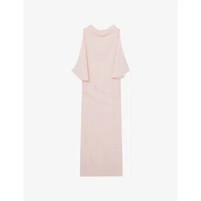 Reiss Womens Pale Pink Petra High-neck Cold-shoulder Woven Midi Dress