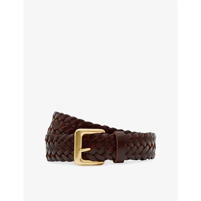 Reiss Womens Penelope Woven Leather Belt Tan In Brown
