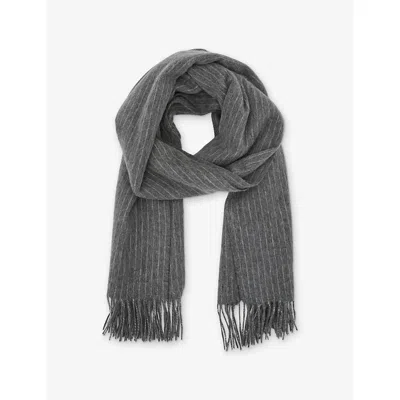 Reiss Womens Picton Wool And Cashmere Scarf Charcoal