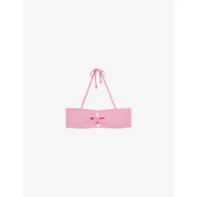 Reiss Womens Ari Cut-out Bikini Top Pink