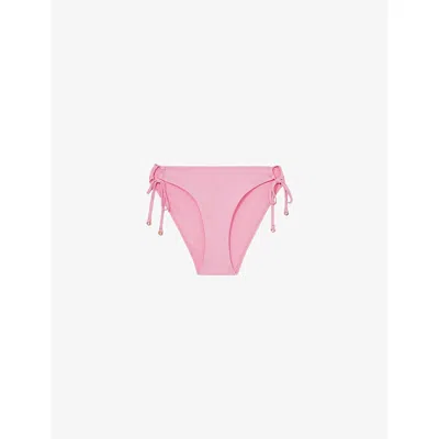 Reiss Womens Ari Tie-side Bikini Bottom Pink