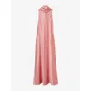 Reiss Pink Petite Satin Cape Maxi Dress In Pink
