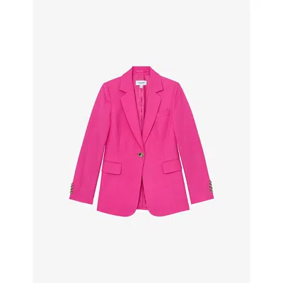 Reiss Womens Pink Charli Linen-blend Suit Jacket