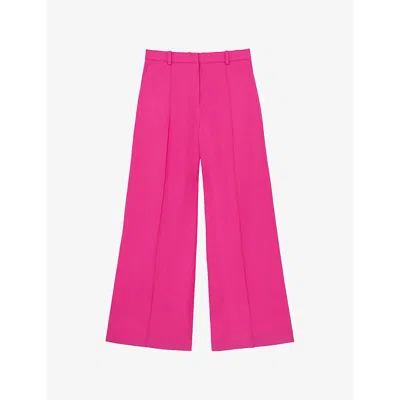 Reiss Womens Pink Charli Wide-leg Woven Trousers