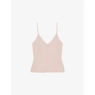 Reiss Womens Lucy V-neck Knitted Vest Top Pink