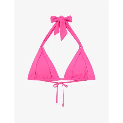 Reiss Womens Pink Matilda Triangle-cup Stretch-woven Bikini Top