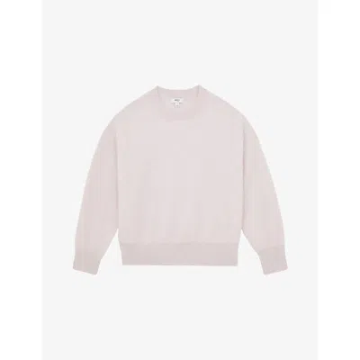 Reiss Womens Pink Misha Brushed Crewneck Cashmere Knitted Jumper