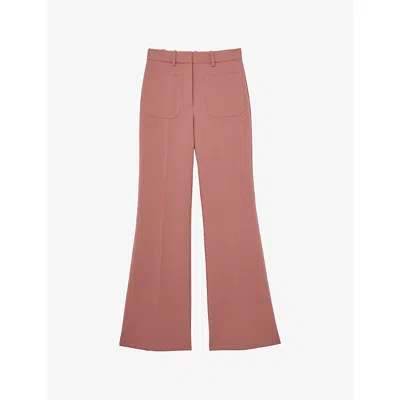 Reiss Womens Pink Priya Flared-leg Woven Trousers