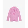 Reiss Womens Pink Raine Single-breasted  Woven Suit Jacket