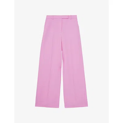 Reiss Womens Pink Raine Wide-leg Woven Trousers