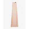 Reiss Pink Atelier Zipped Satin Maxi Dress With Virgin Wool In Pink