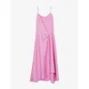 Reiss Womens Pink Zoey Square-neck Satin Midi Dress