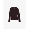 Reiss Womens Plum Brady V-neck Fine-knit Top In Purple