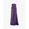 Reiss Womens Purple Michelle Cowl-neck Side-tuck Satin Midi Dress In Purple