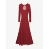 Reiss Womens Red Ami Stitched Long-sleeve Knitted Maxi Dress Xs In Red