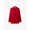 Reiss Red Petite Wool Blend Double Breasted Tux Blazer In Red